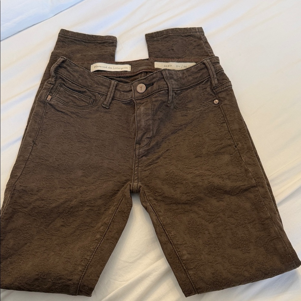 Brown Textured Jeans